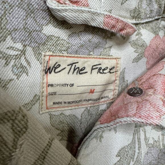 Free People Opal Swing Printed Denim Jacket M Floral We The Free Oversized - Picture 2 of 7